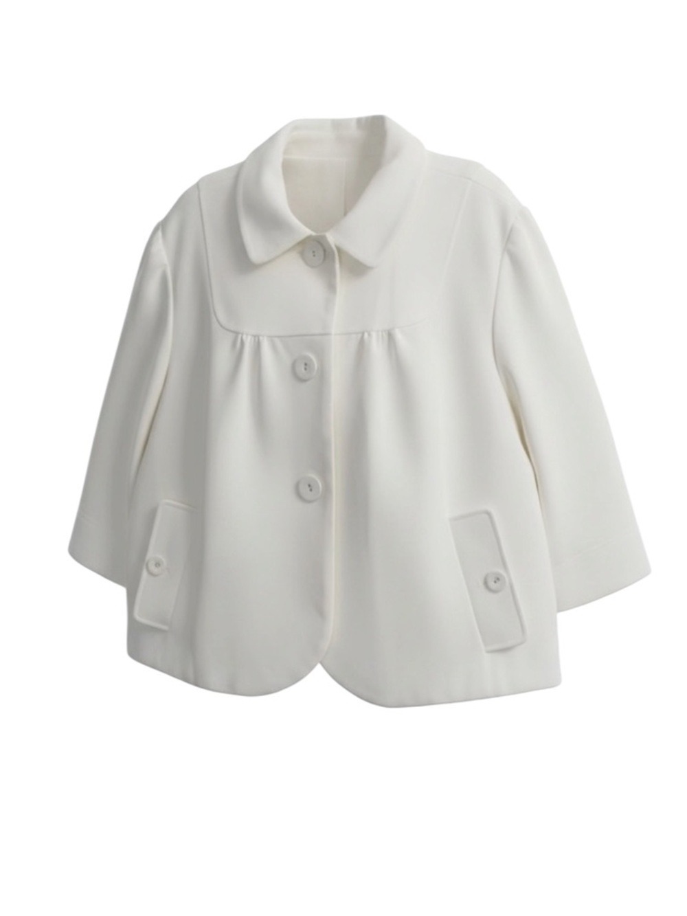 Sandro Paris Cream Peter Pan Collar Cropped Babydoll Jacket Size 1x